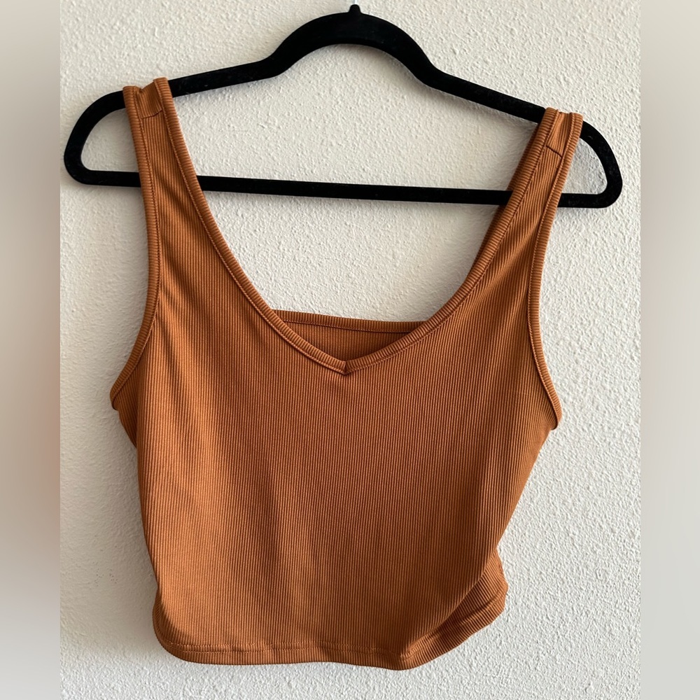 A1 - #56 Shein caramel brown ribbed tank / crop top size large